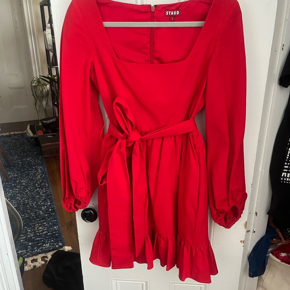 STAUD Seth Squareneck Mini Dress – Size 2 – Rare & Hard to Find!